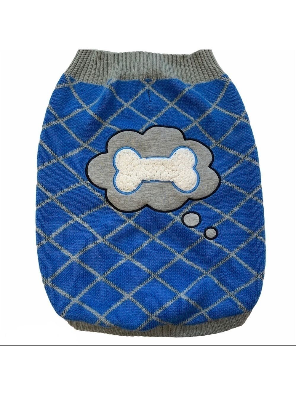 𝅺DOG dreaming of bone blue sweater size extra large